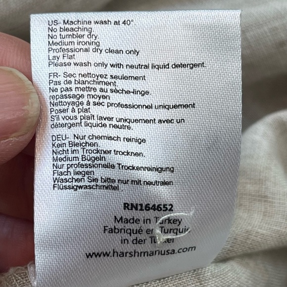 Harshman 100% Linen Tan Oatmeal Button Down Maxi Dress Size Large Collared - Picture 15 of 16